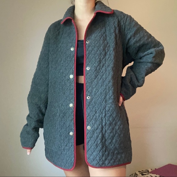 Reversible Dark Red + Gray Quilted Jacket - Picture 8 of 12